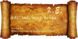 Kálmánczi Erika névjegykártya